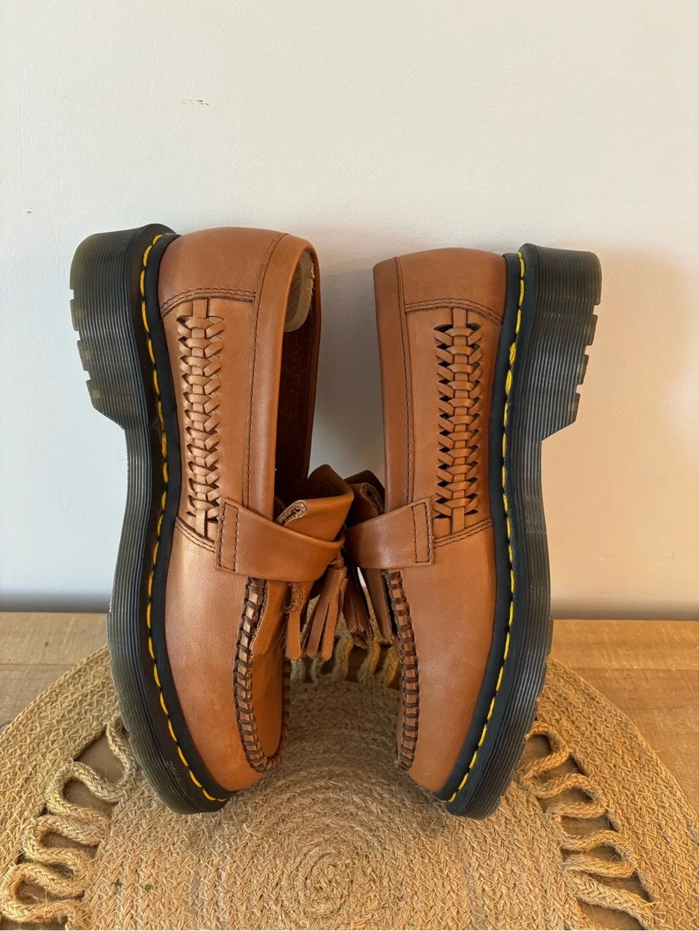 Brown Leather Tassel Loafers W7 - Picture 6 of 7